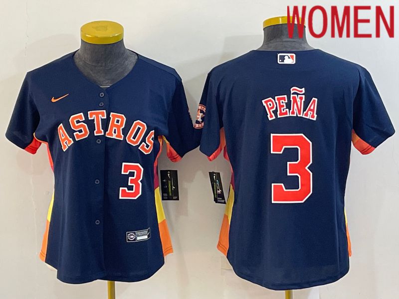 Women Houston Astros #3 Pena Blue Game Nike 2022 MLB Jersey